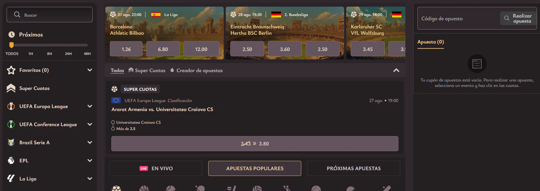 Sección de juegos de casino y mesas con crupier en vivo de Vicibet Casino